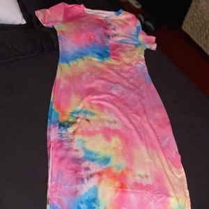 🔥🔥TIE DYED COLORFUL LONG MAXI DRESS W SIDE SLITS